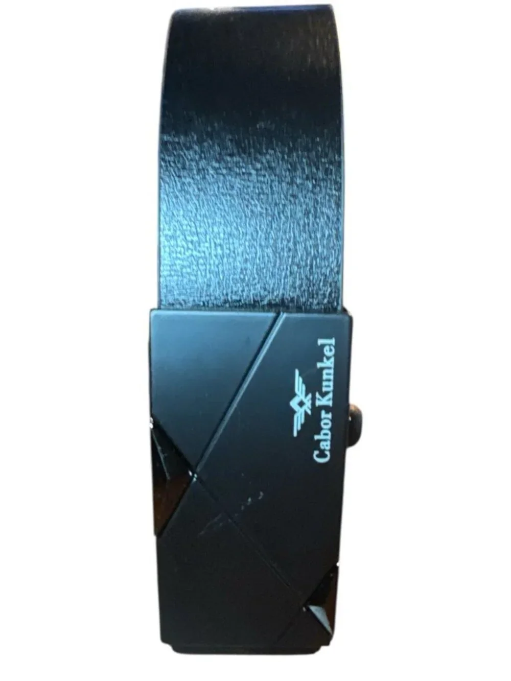 Elegant Fashion Men Belt Black Triangle Alloy Buckle Black Length 50.5